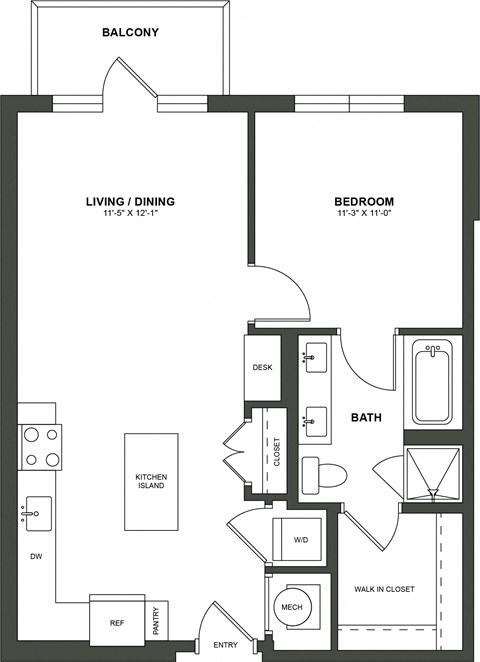 a floor plan of a bedroom apartment